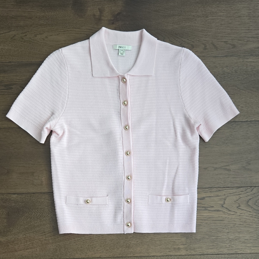 Rw&Co Pink Button Knit
